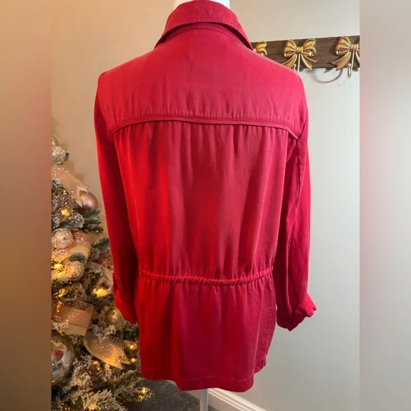 Peck & Peck Red Lyocell‎ Zip Front Utility Jacket Medium - Picture 3 of 4